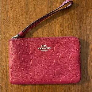 Coach Embossed Pink Wristlet